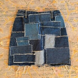 Saint Laurent Denim Patchwork Skirt 26